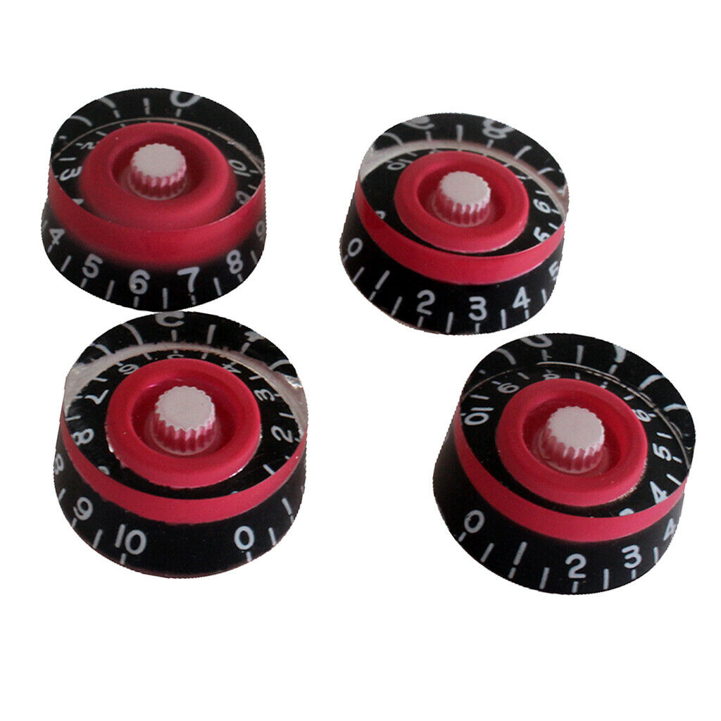 4x Speed Control Dial Knobs For  Epiphone Style Electric Guitars Red/Black