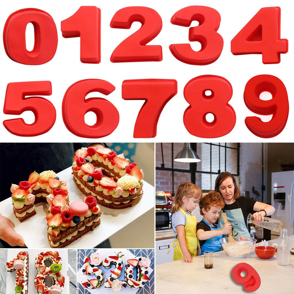 Large Silicone 0-8 Number Cake Tins Molds Pan Anniversary 0 1 2 3 4 5 6 7 8