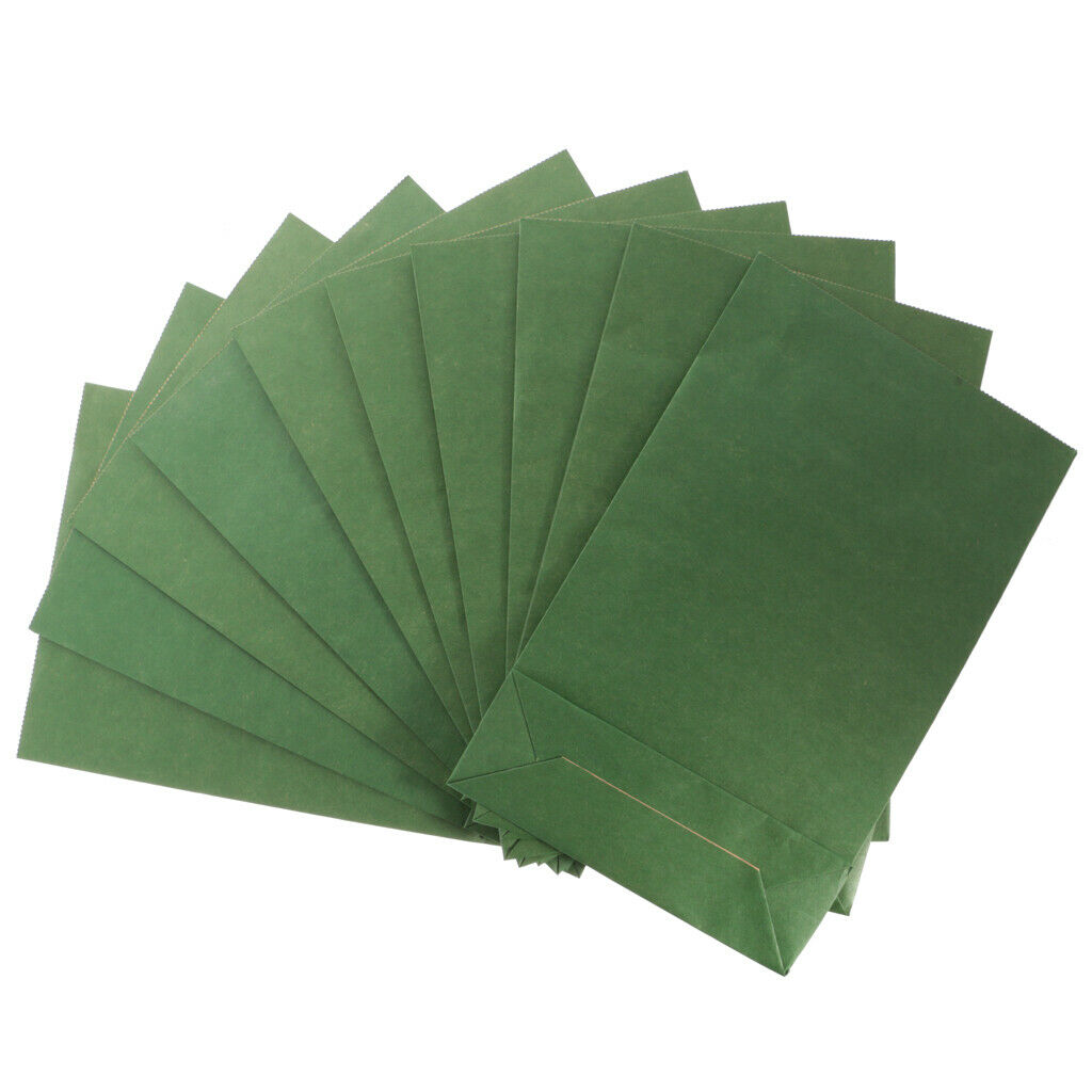 10x Kraft Paper Block Bottom Paper Candy Buffet Flat Notion Treat Bags L Dark