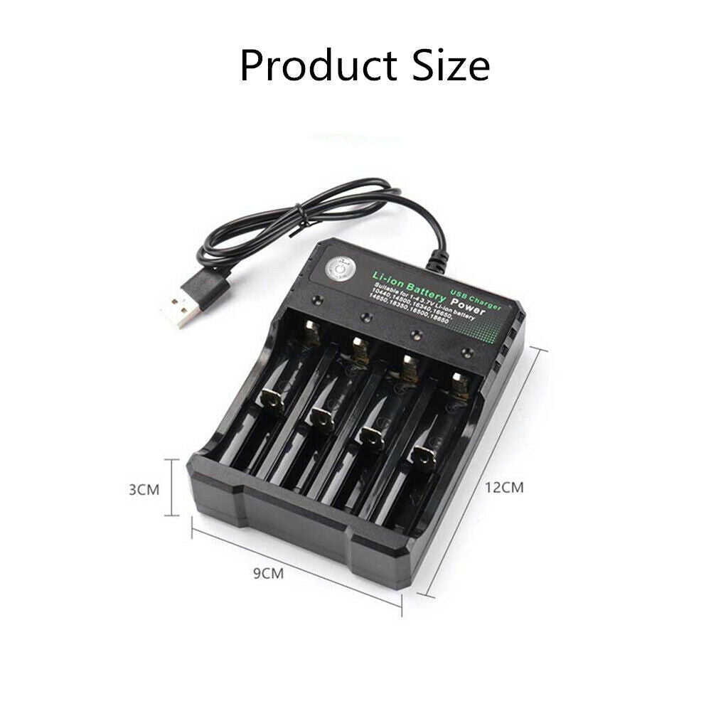 18650 Charger 4-Slot Li-Ion Lithium Battery Player Amplifier USB Charging Stand