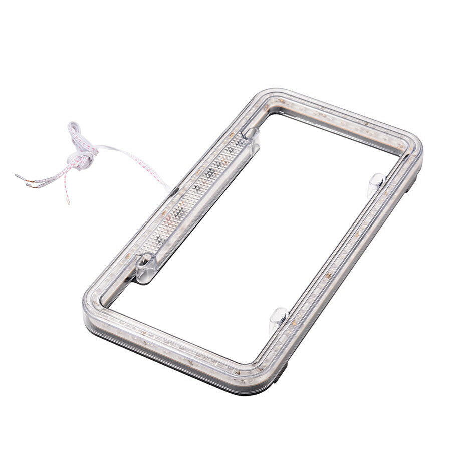 Universal 12V 54LED Red Light Acrylic Plastic Car Rear License Plate Cover Frame