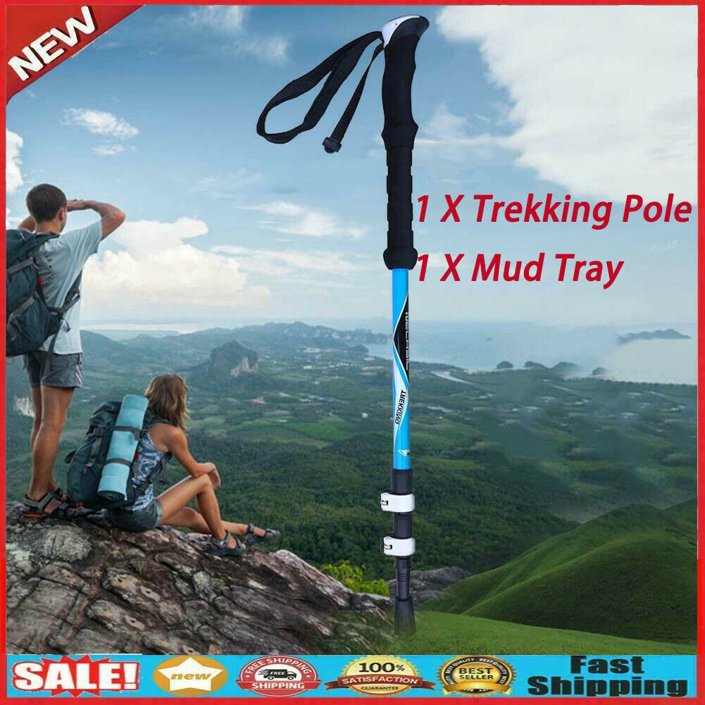 Adjustable 3 Section Carbon Fiber Trekking Walking Hiking Pole Cane Crutch Tool