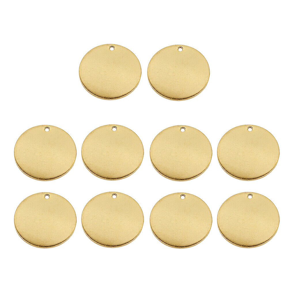 10 Pieces Metal Flat Round Circle Blank Coin Stamping Charms Tag Pendant