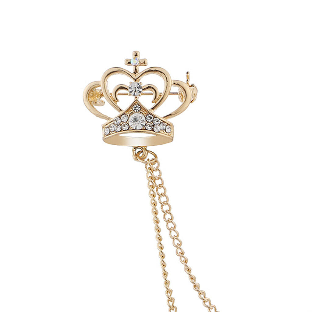 Mens Elegant Lapel Pin Badge 2 Layer Chain Brooch Pin for Suit Tuxedo 2Piece