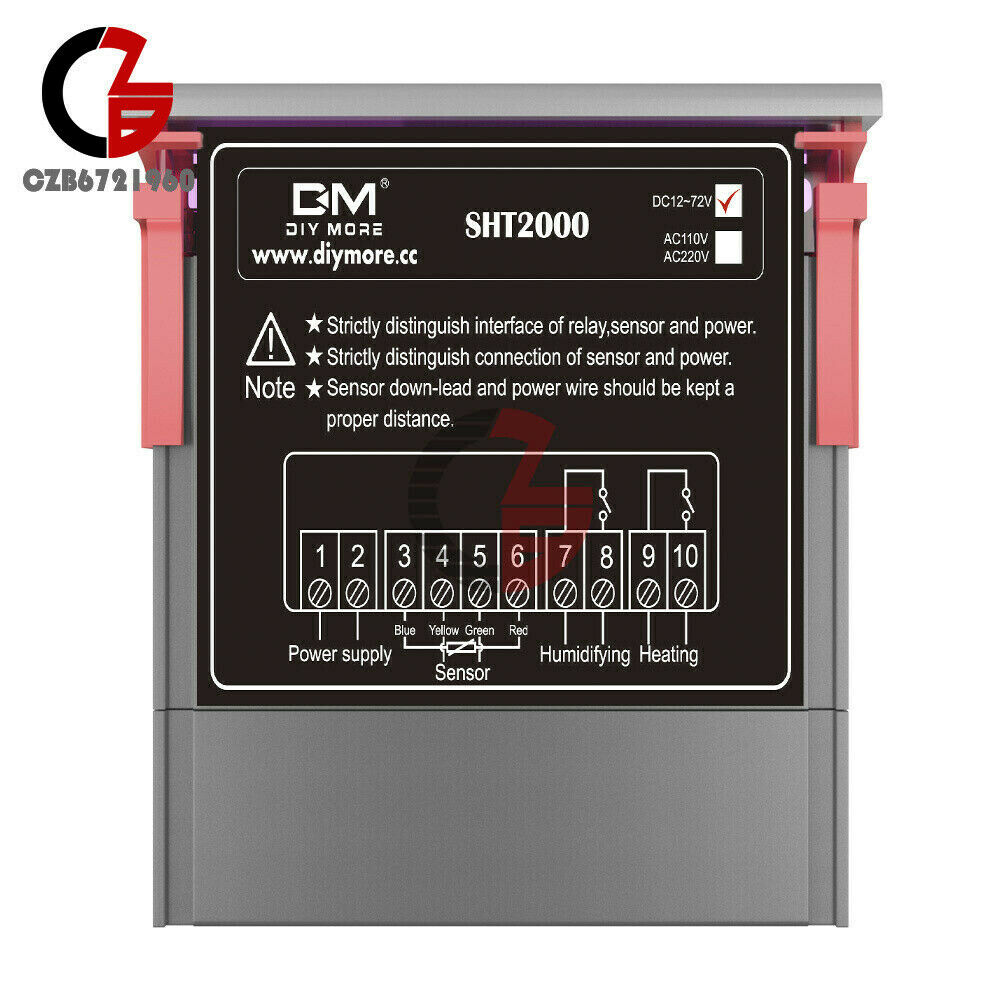 SHT2000 Humidity Hygrometer Thermostat Temperature Controller DC 12-72V 10A