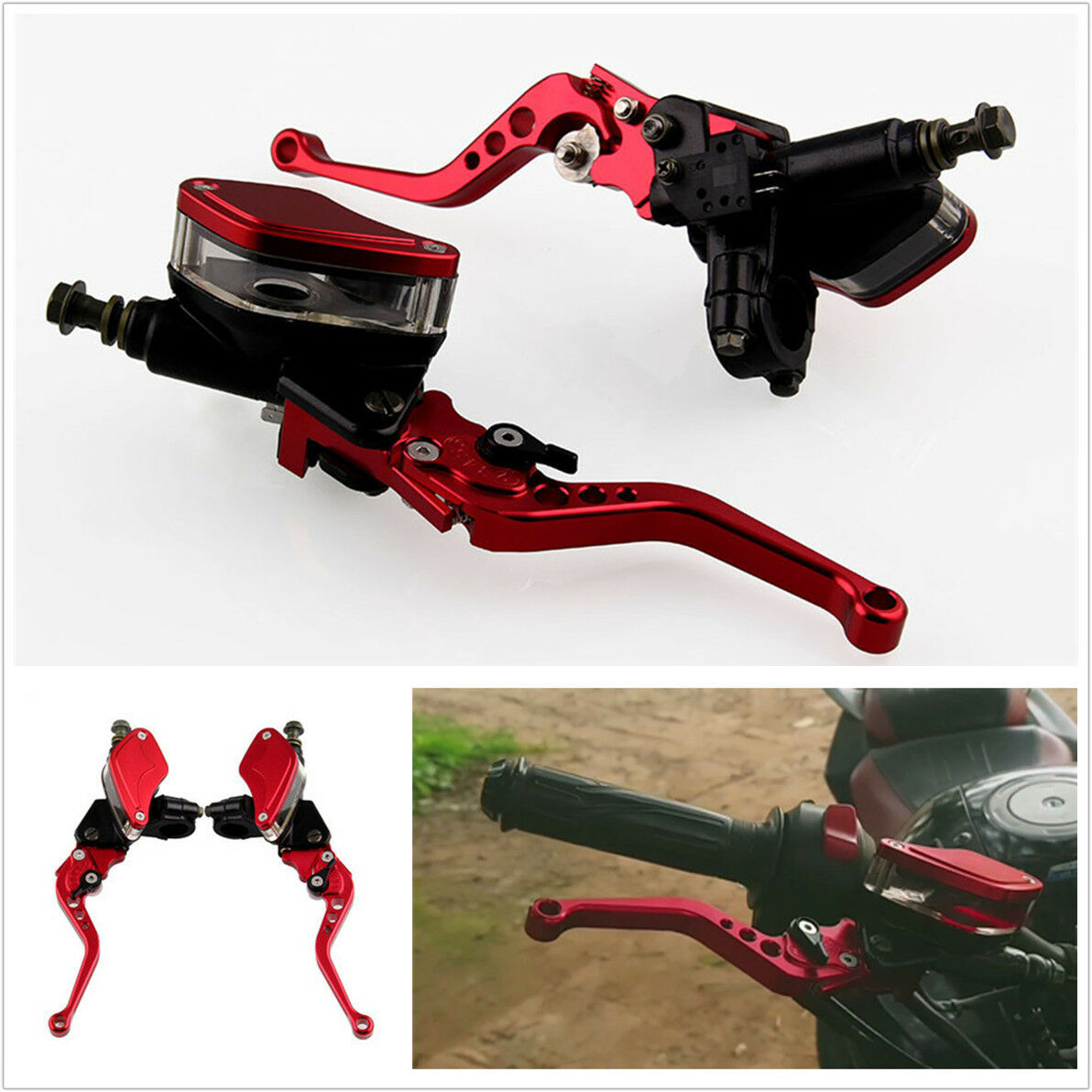 7/8" 22mm Dual Hydraulic Front Brake Master Cylinder & Clutch Adjustable Levers