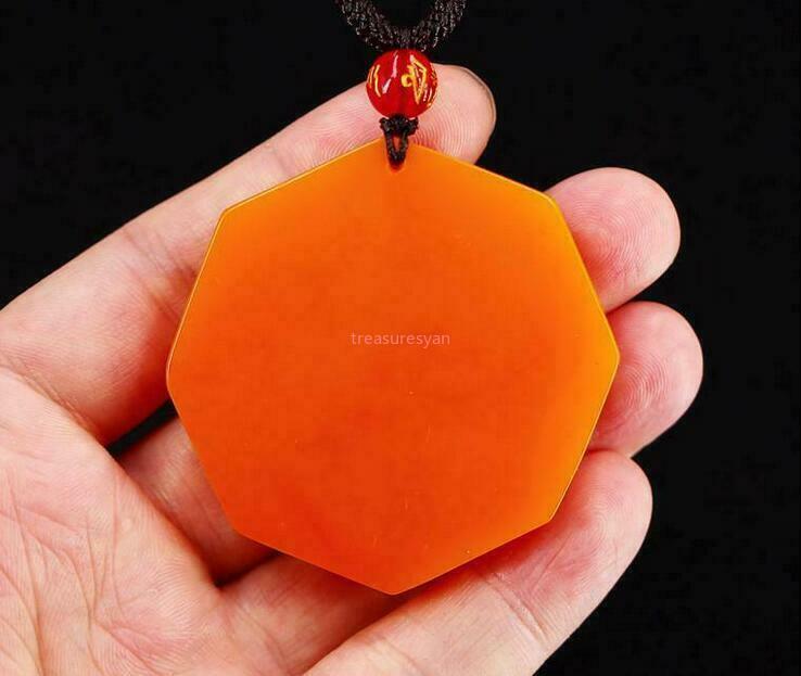 Yellow Jade Tai Chi Pendant Natural Women Carved Chinese Necklace Jewellery