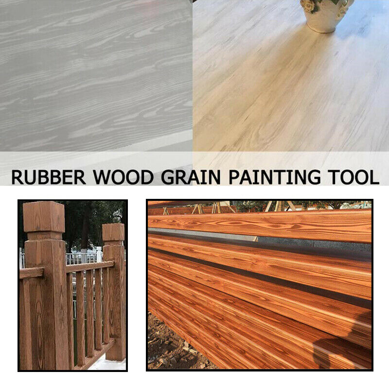 Manual Roller Wood Grain Pattern Wall Paint Brushing Tool Set 3 & 6 inch Brush