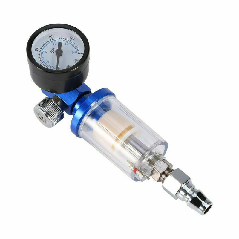 Air Pressure Regulator Spray Gun 0-180Psi Gauge & In-Line WaterTrap Filter Tool