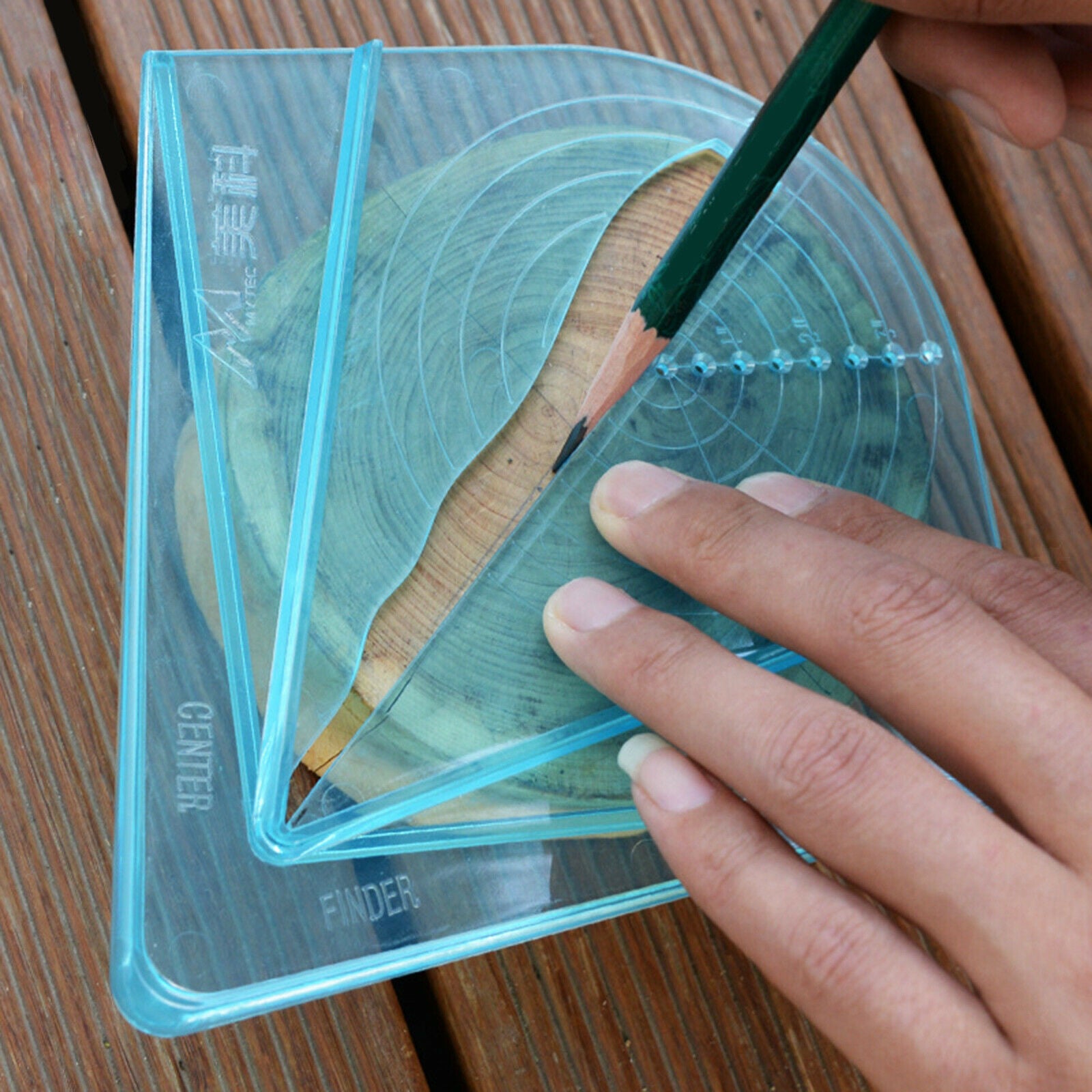 Blue Portable Center Finder Ruler Irregular Wood Acrylic Wood Turner Tools