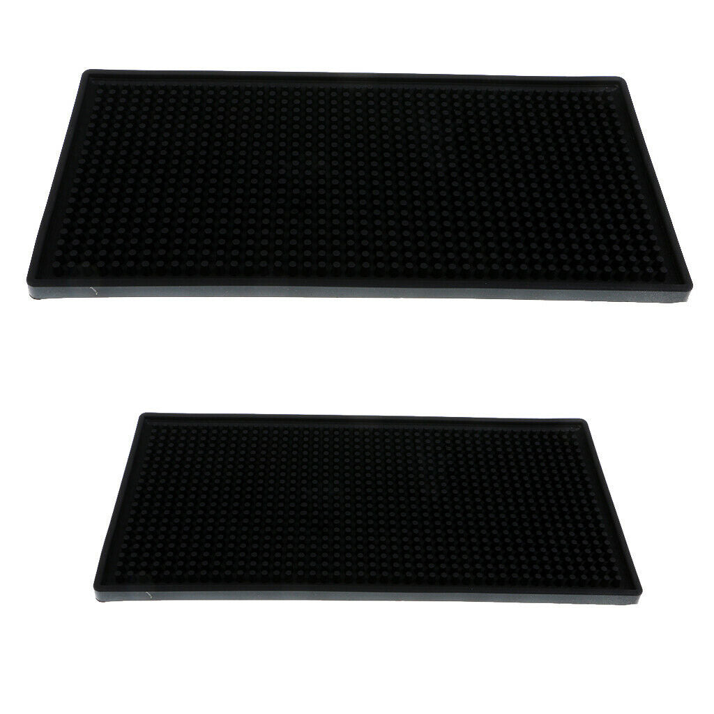 2Pcs Rubber Bar Service Mat Waterproof Bar Mat Cocktail Cup Coaster Home Kitchen