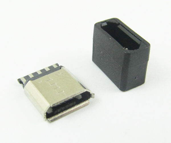 6 sets Micro USB 5pin B Type  Female Jack socket connector Plastic Cover