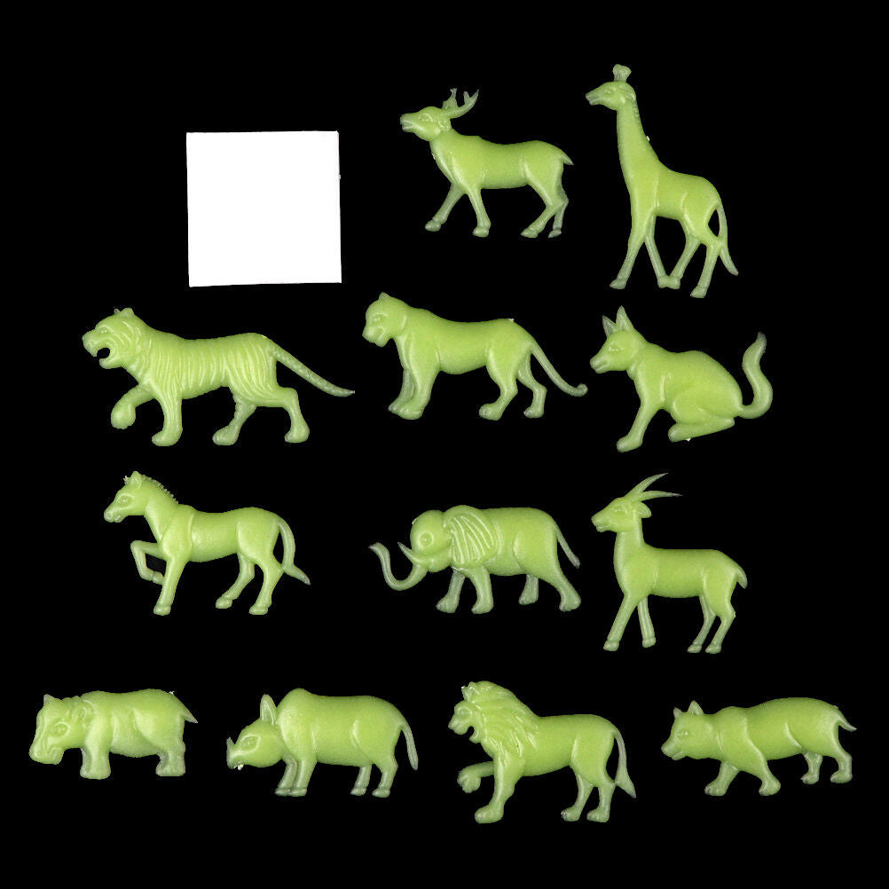 12pcs Glow In The Dark Animal Fluorescent Luminous Stickers Kids Bedroom .l8