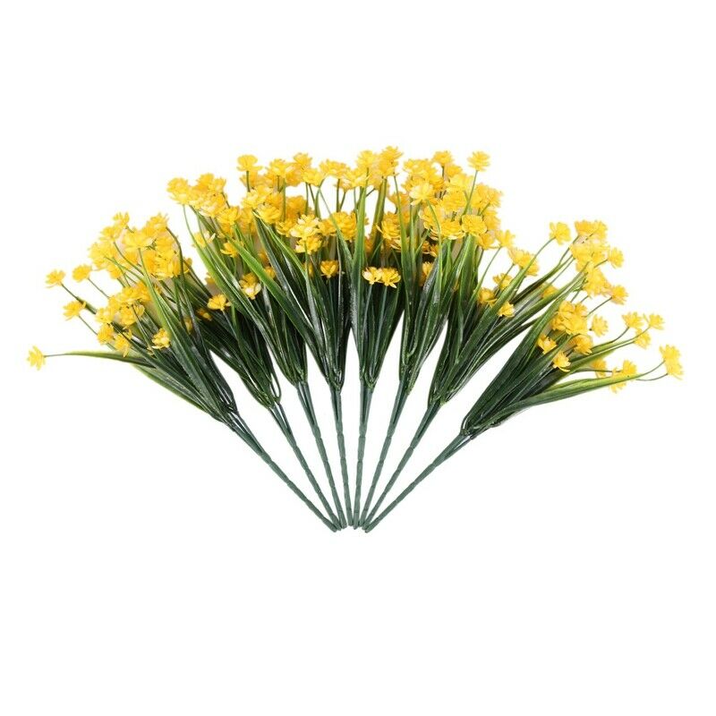 8Pcs Artificial Flowers Outdoor Uv Resistant Plants, 8 Branches Faux Plastic GE4