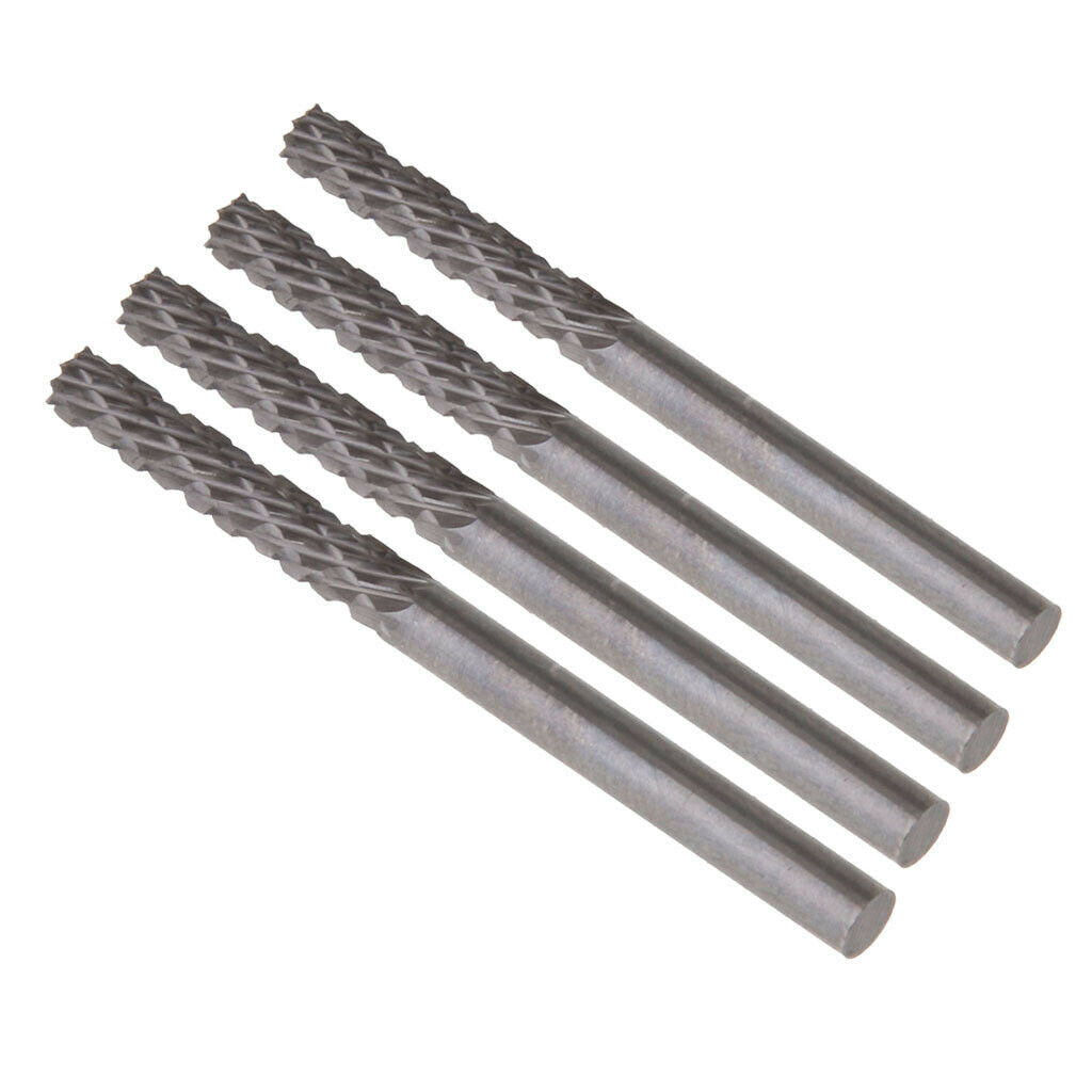 4pcs File Rotary Burr 6mm Tungsten Double-groove Carbide Point Burrs 3x3mm