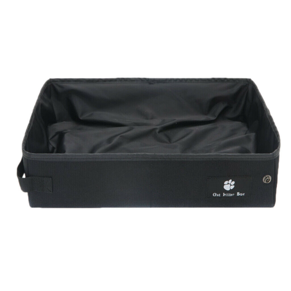 Pet Cat Litter Waterproof Box Kitty Toilet Seat Collapsible Toilet Black S