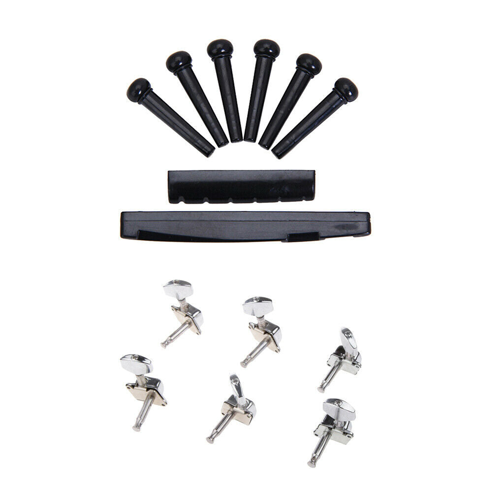 3R3L Semiclosed Guitar Tuning Pegs Machine Heads with Nut Saddle Bridge Pins