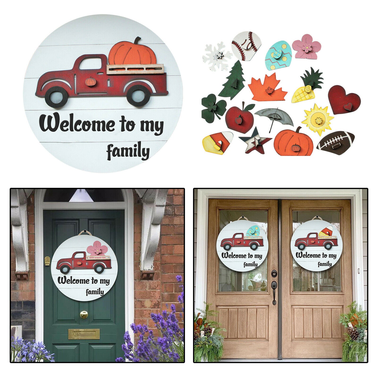 Seasonal Welcome Door Sign Hanging Garland Christmas Festive Decoration