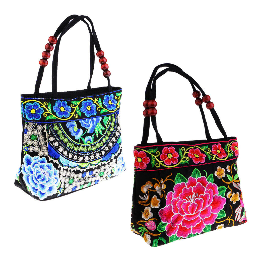 Travel Shoulder Bags in The Shape of A Flower with Hand Embroidery 31x51cm