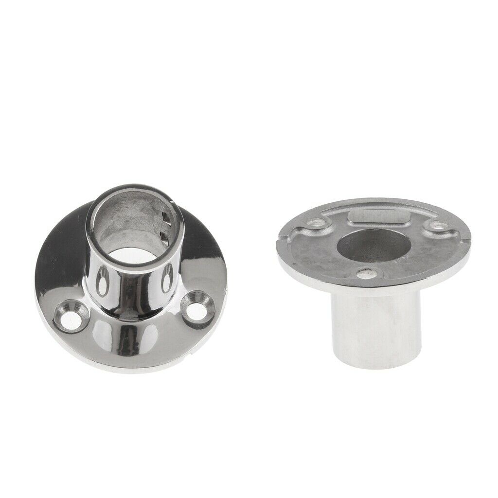 2X Marine Cast Stainless Steel 90 Degree Round Base Rail Fitting 1" OD Tube