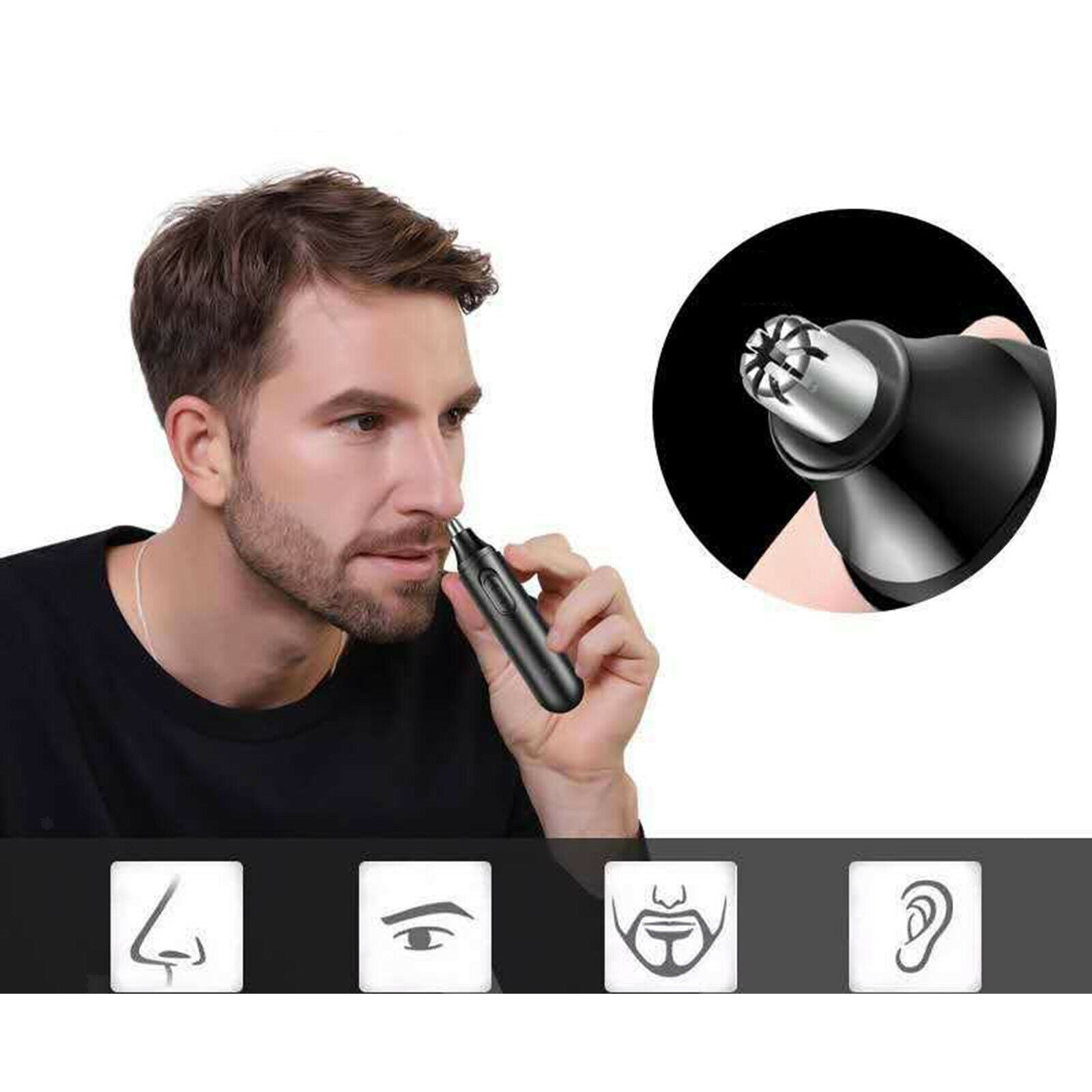 Men Women Nose Ear Face Neck Eyebrow Hair Mustache Beard Trimmer Shaver Clipper
