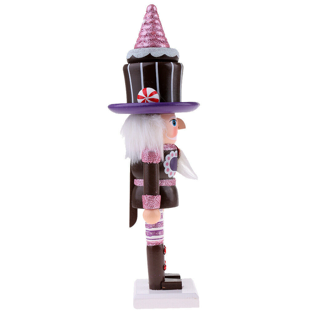 25cm Wooden Solider Nutcrackers w/ Cake Cookie Hat Christmas Decoration Ornament
