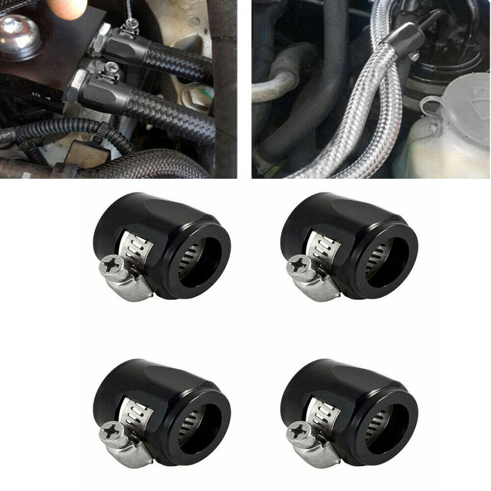 4x Black Aluminum alloy Car Hose Finisher Clamp AN6 Fitting Adapter Universal