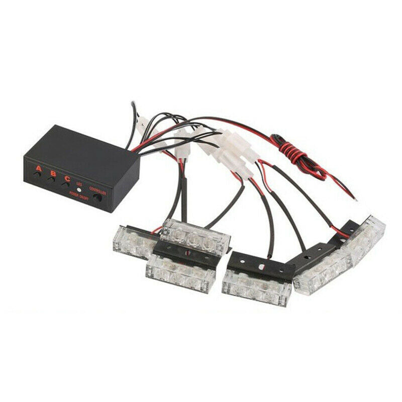 Car 18-LED Amber Strobe Emergency Flashing Warning Grill Light 12V Bright Set