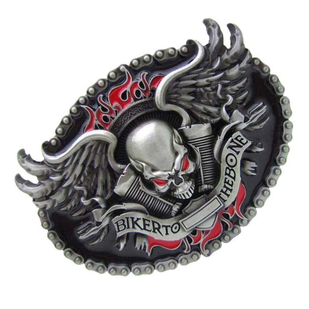 Men Fashion Pattern Western Skeleton Head Belt Buckle Buckle 3.5 x 2.6in