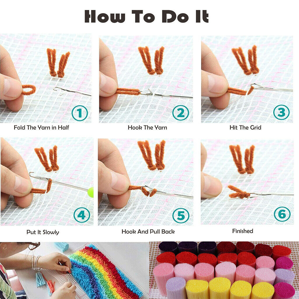 Latch Hook Rug Kit DIY Embroidery Needlework Cushion Pillow Mat Snow House