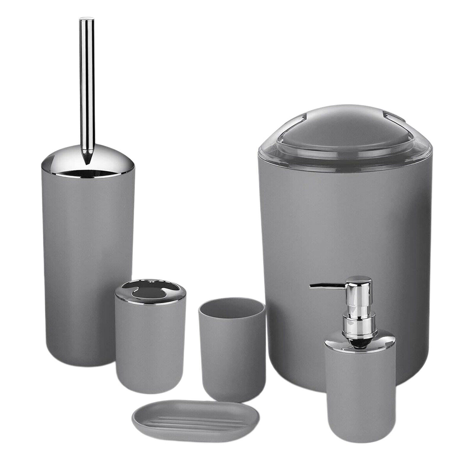 6xBathroom Accessories Set Luxury Bathroom Gift Set Soap Dispenser Gray