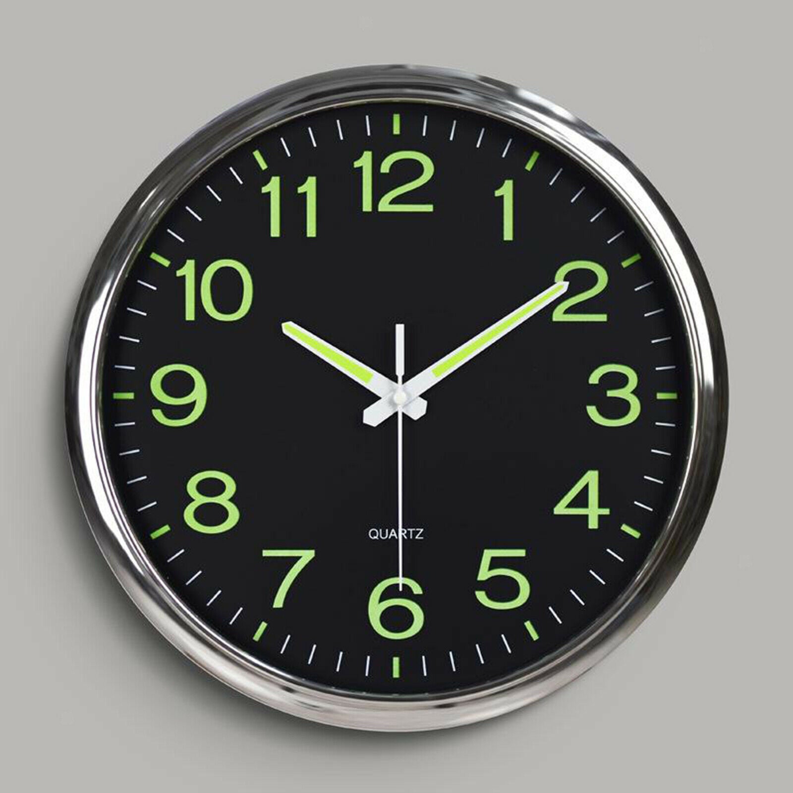 Luminous Wall Clock, Silent Non-Ticking Round Quartz Battery Operated Wall