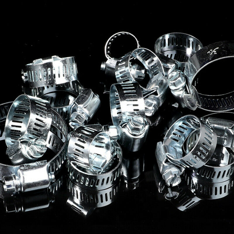 40Pcs Hose Clamp Stainless Steel Single Ear Clip Rings 7-44mm w/Screw Driver Box