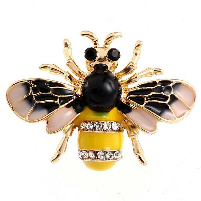 Women Delicate Enamel Little Bee Crystal Rhinestone Collar Pin Brooch Jewe.l8
