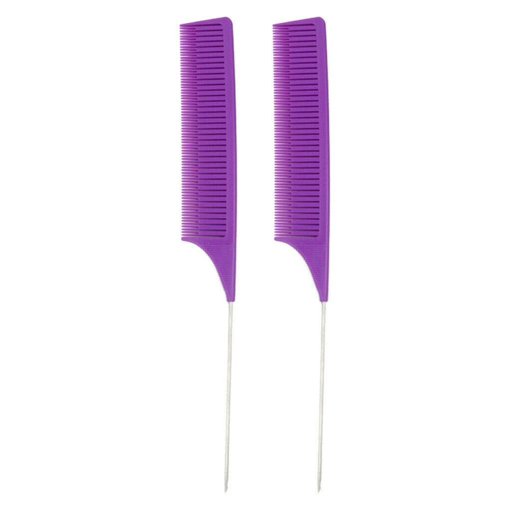 2pcs Fine-tooth Weave Highlighting Foiling Hair Combs Dyeing Comb Purple