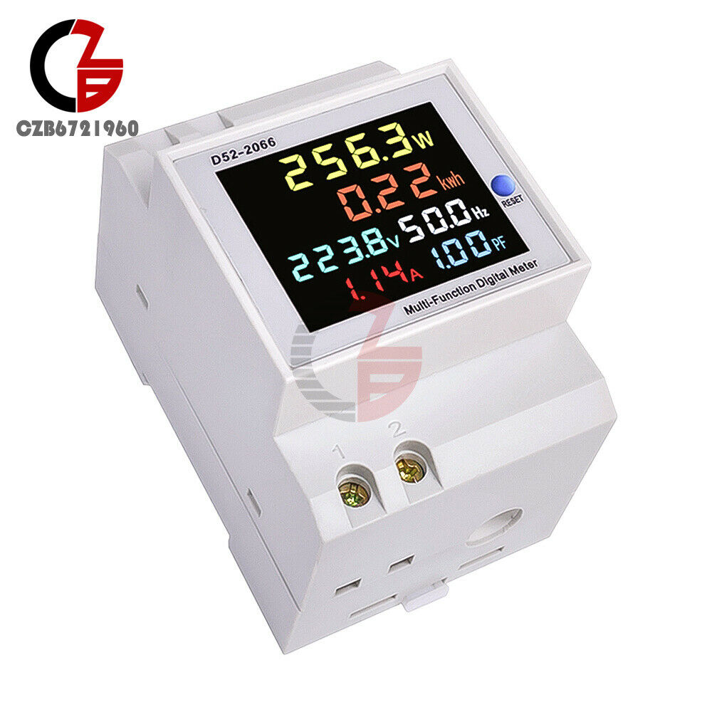 Din Rail Digital Voltmeter Current Watt Kwh Frequency Power Meter AC250-450V