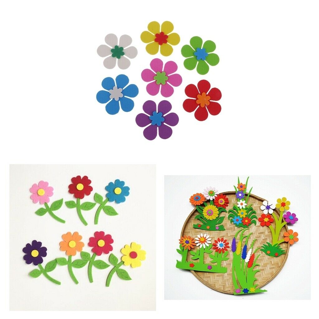 40pcs Mixed Colors Flowers Foam Stickers 6cm Kids DIY Decorations Crafts