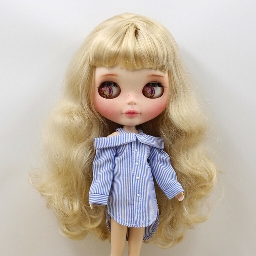 Striped Shirt Leaking Shoulder Tops Party Outfit for 12inch Blythe Momoko Licca