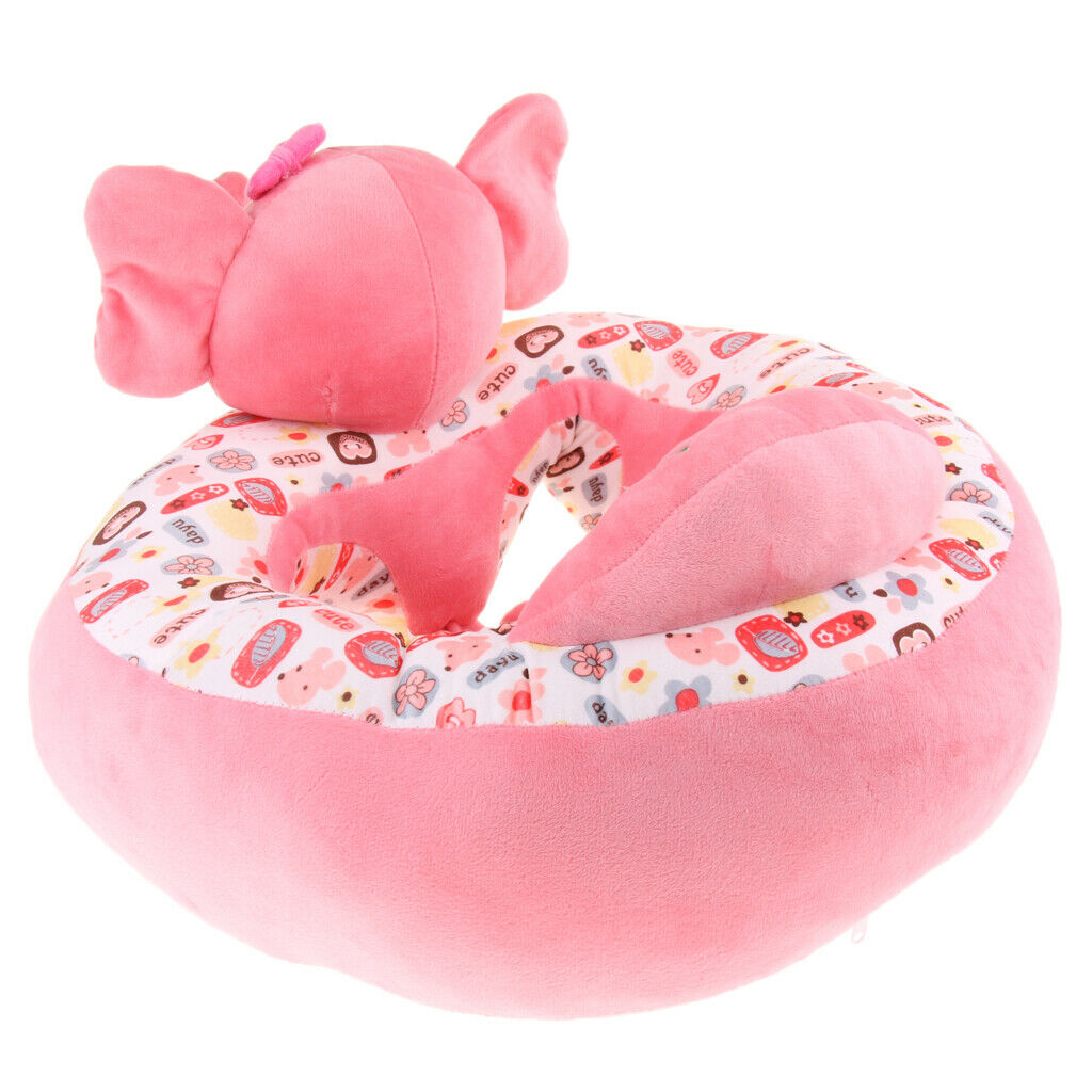 Infant Sitting Chair Baby Support Seat Soft Baby Sofa Pink Elephant