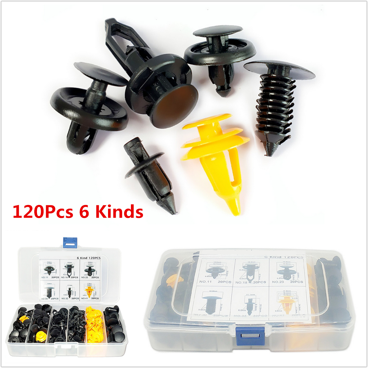 120Pcs Mixed Auto Car Fastener Clips Bumper Fender Trim Plastic Rivet Door Panel