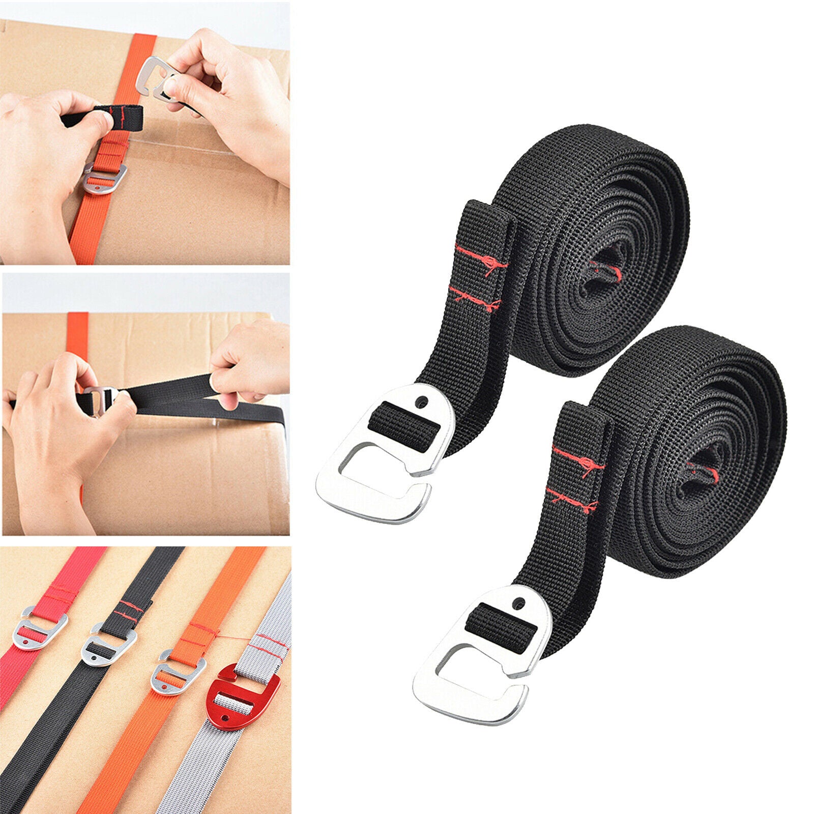 Luggage Strap Travel Suitcase Packing Belt Flat Bungee Cord 2m,Black
