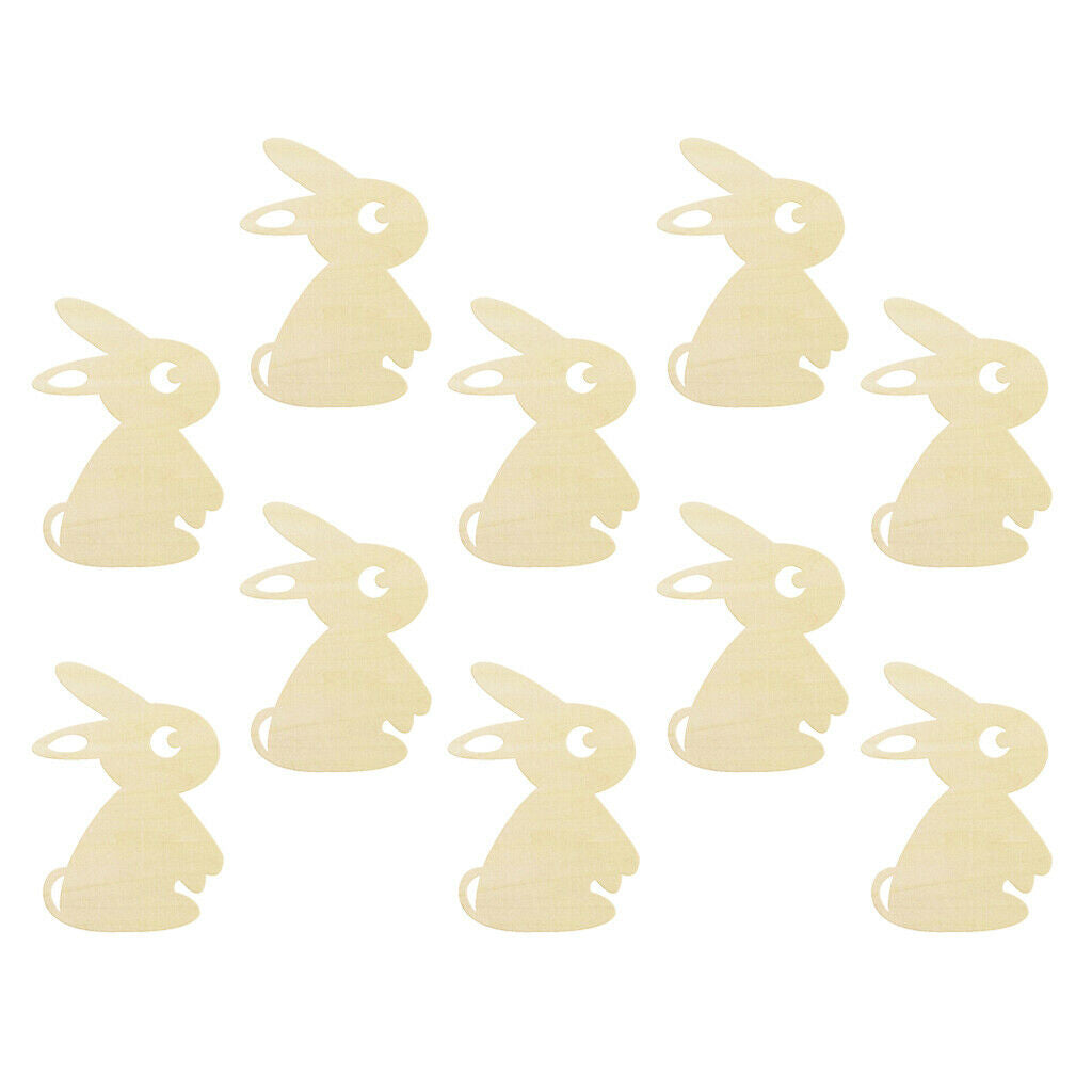 30 Pieces Wooden Easter Unpainted Bunny Festival Kids Craft DIY Decoration