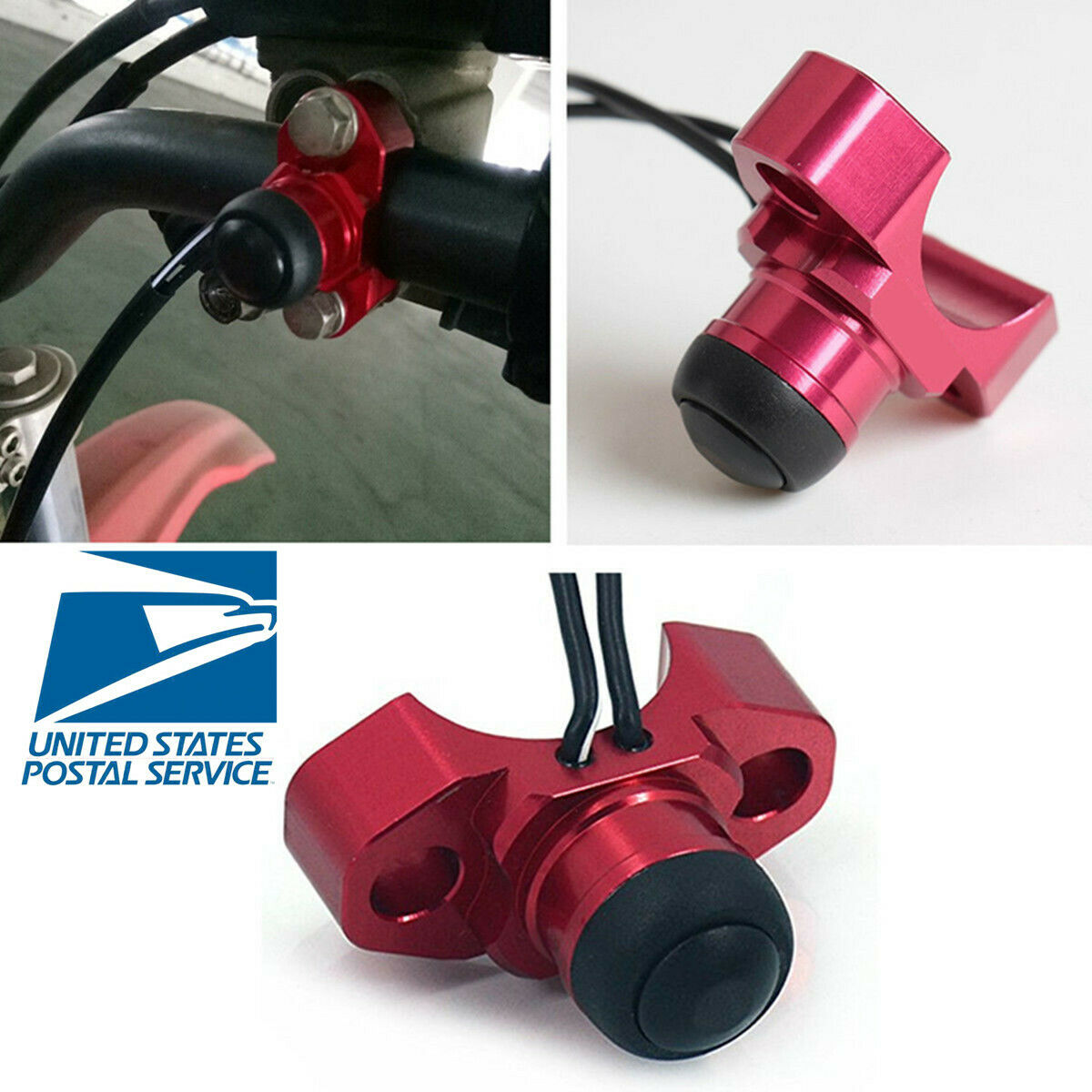 Red&Black Motorcycle Engine Stop Start Kill Switch Button with Waterproof Rubber