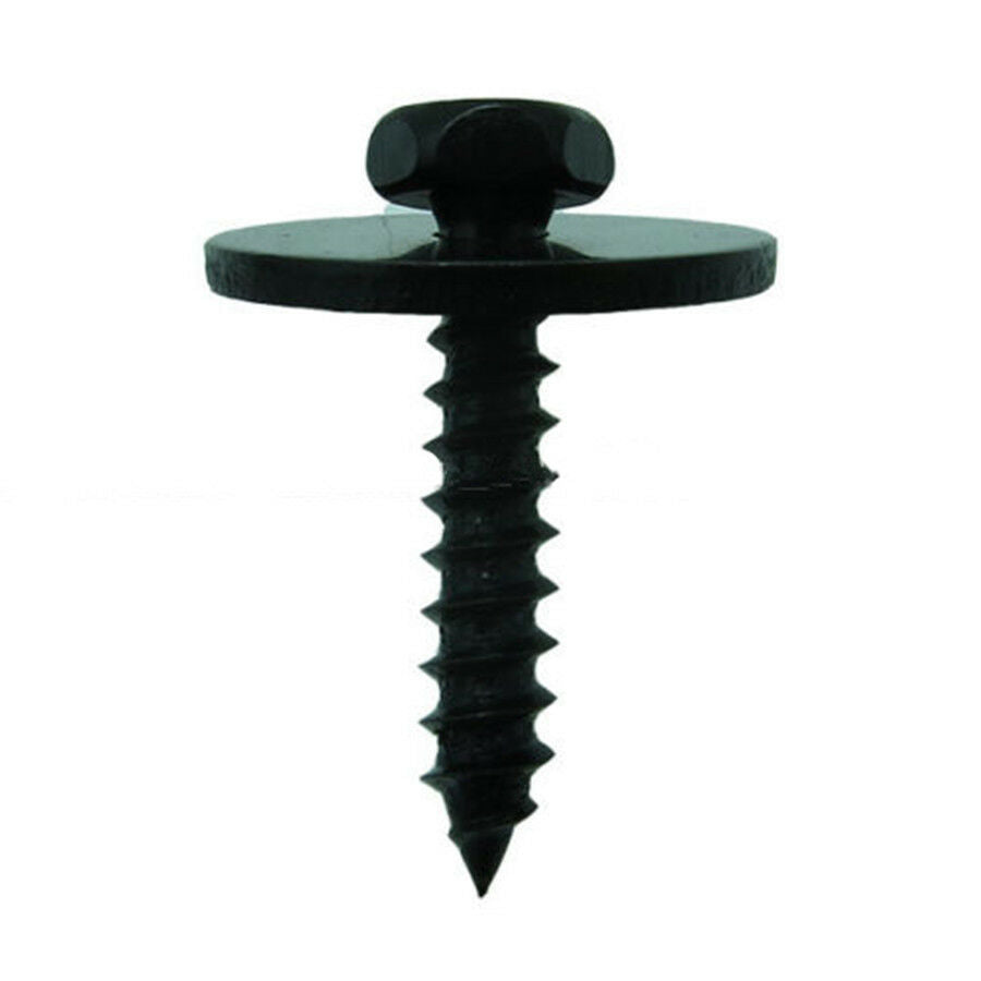100Pcs 4.2-1.41x22mm Sheet Metal Screw Flange 17mm Washer Black Finish 7mm Hex