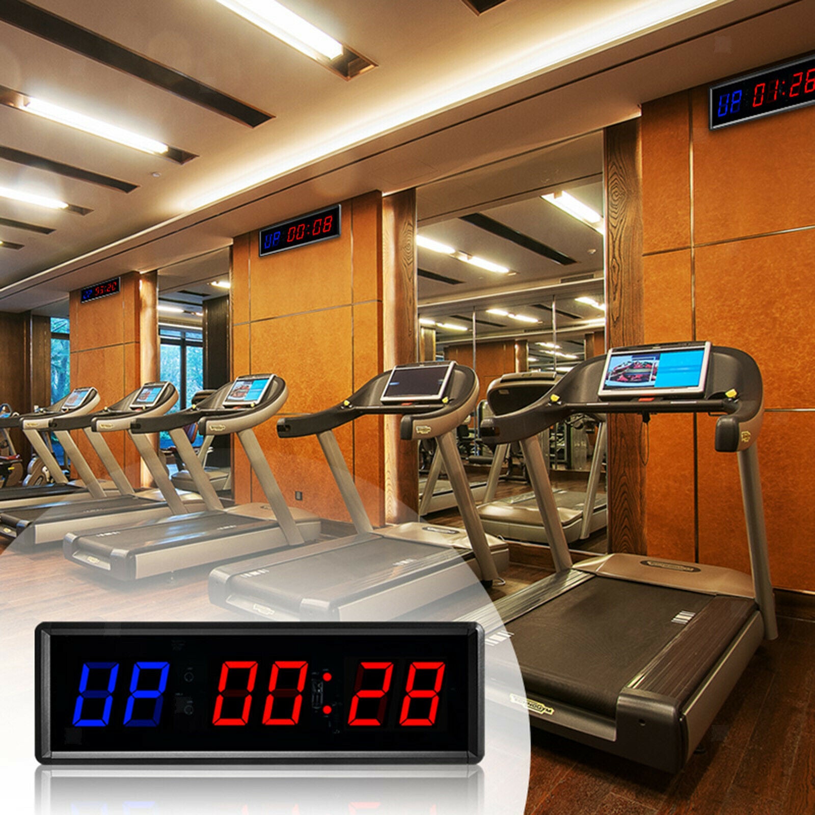 1.5inch Interval Timer Electronic Stopwatch Home Fitness Alarm Wall Clock