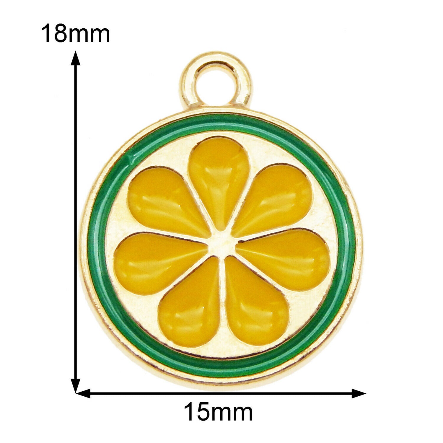 20PCS 18x15mm Fruit Lemon Orange Slice Enamel Alloy Charms Pendant DIY Findings