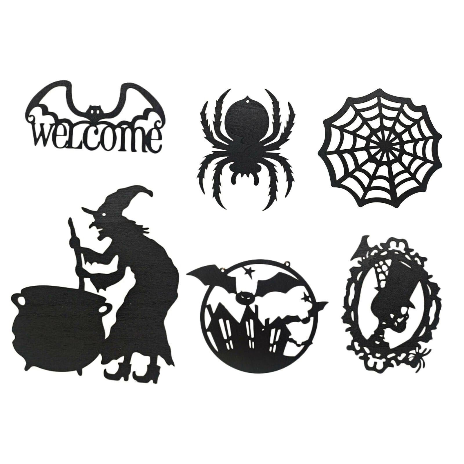 6 pieces of wooden Halloween pendants ornaments wooden discs for handicrafts