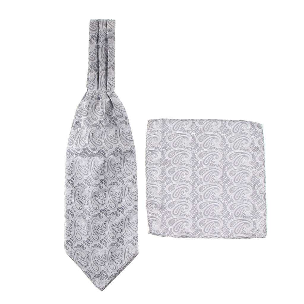 Men's Wedding Paisley Floral Jacquard Woven Self Cravat Tie Ascot Pattern 1