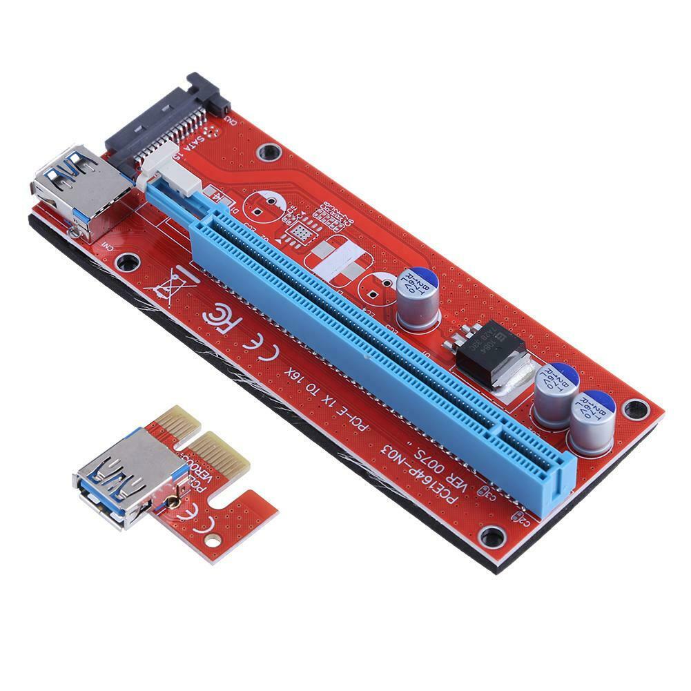 PCI Express Riser Card 1x to 16x USB3.0 Cable Power Wire for Bitcoin Mining @