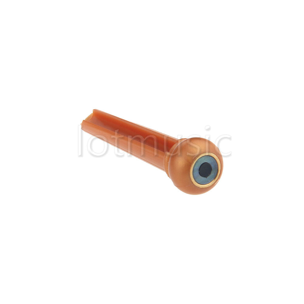 6 Pcs Acoustic Guitar Bridge Pins And Brass Circle Skirt Plastics Slotted